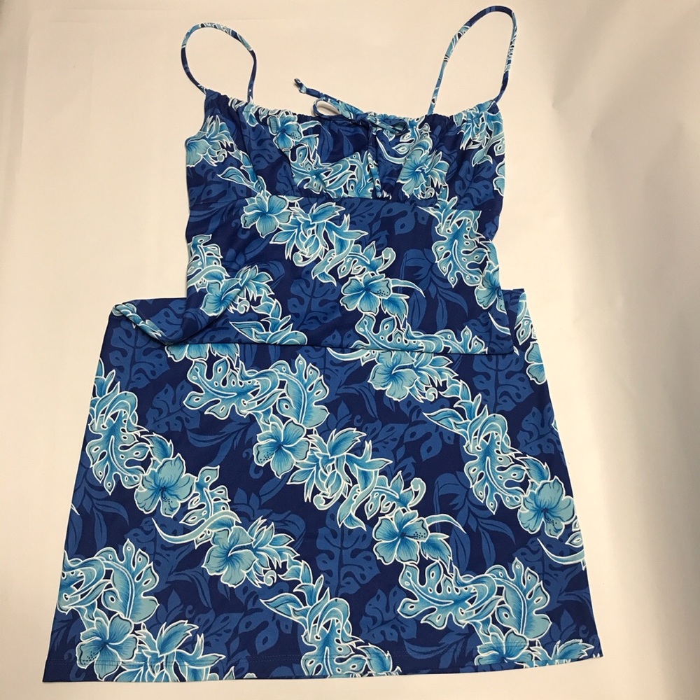 90s beach hibiscus tribal print mini dress